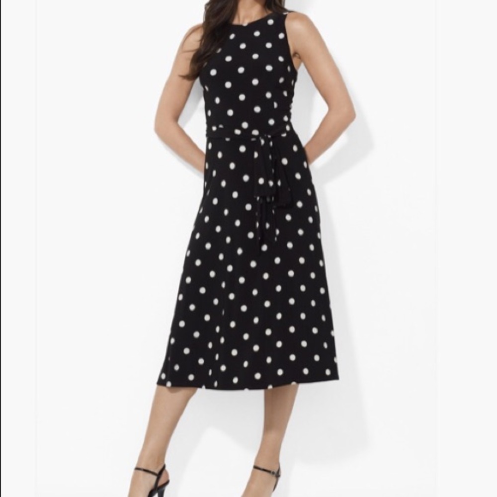 ⬇️ Ralph Lauren Polka Dot Racing Dress Size 4 EUC